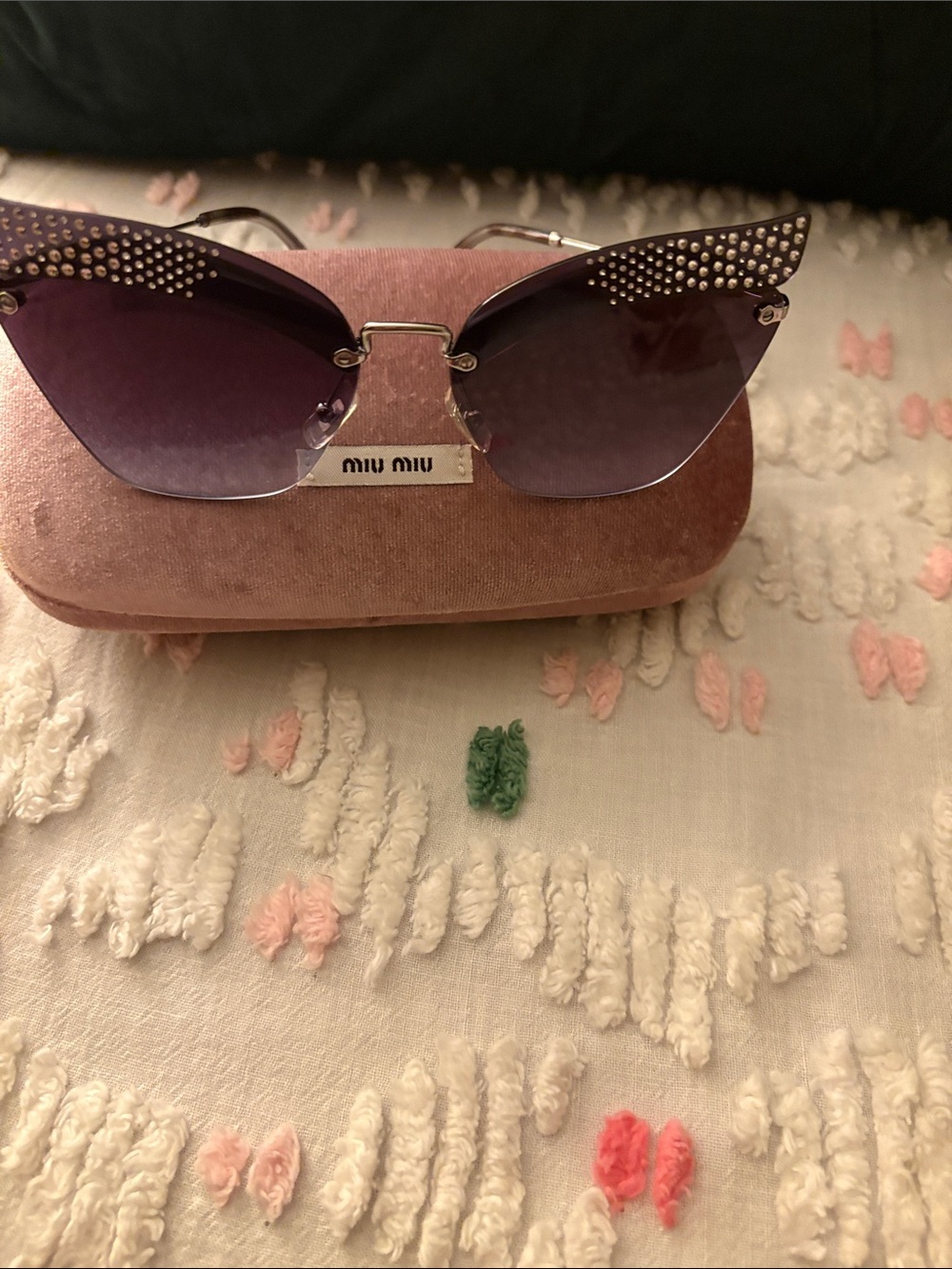 Miu Miu Purple Crystal-Embellished Cat Eye Sunglasses